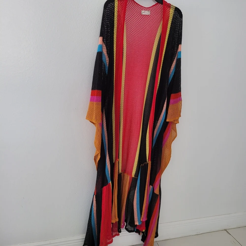 Free People sea vista striped maxi duster - pink One Size Cotton 100%